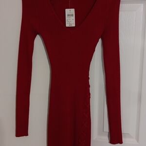 Elegant Red Long Sleeve Dress